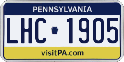 PA license plate LHC1905