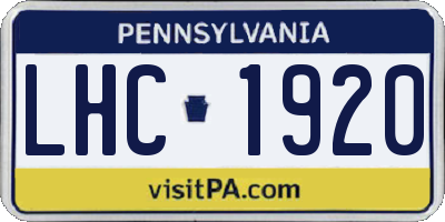 PA license plate LHC1920