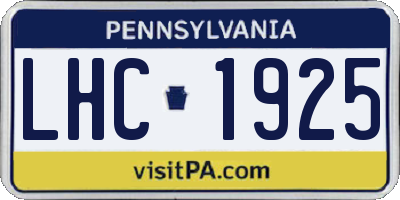 PA license plate LHC1925