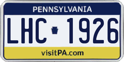 PA license plate LHC1926
