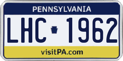 PA license plate LHC1962