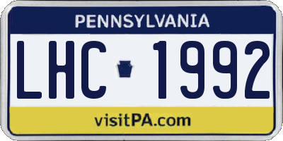 PA license plate LHC1992