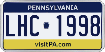 PA license plate LHC1998