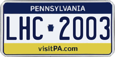 PA license plate LHC2003