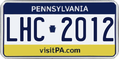 PA license plate LHC2012