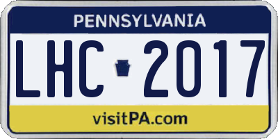 PA license plate LHC2017