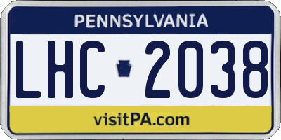 PA license plate LHC2038