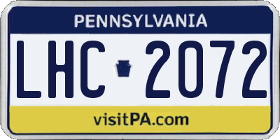 PA license plate LHC2072