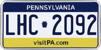 PA license plate LHC2092