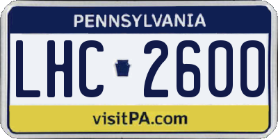PA license plate LHC2600