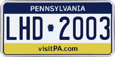 PA license plate LHD2003