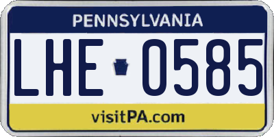 PA license plate LHE0585