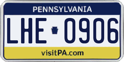 PA license plate LHE0906