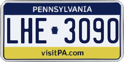 PA license plate LHE3090