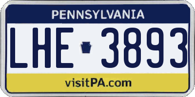 PA license plate LHE3893