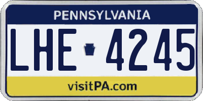 PA license plate LHE4245