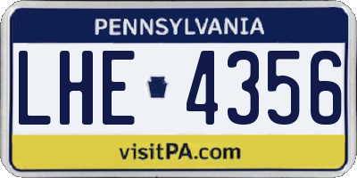 PA license plate LHE4356