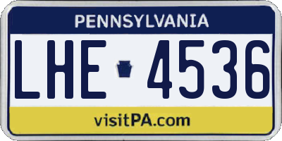 PA license plate LHE4536