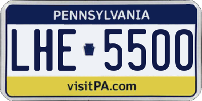PA license plate LHE5500