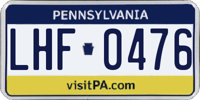 PA license plate LHF0476