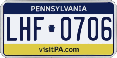 PA license plate LHF0706