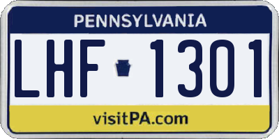 PA license plate LHF1301