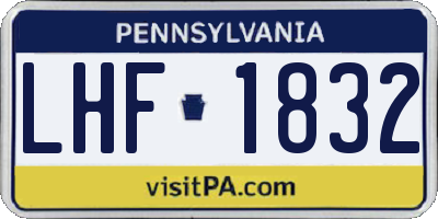 PA license plate LHF1832