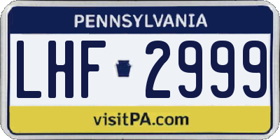 PA license plate LHF2999