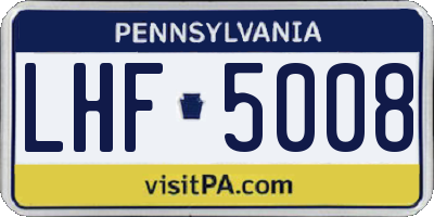 PA license plate LHF5008