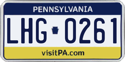 PA license plate LHG0261