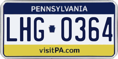 PA license plate LHG0364