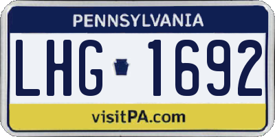 PA license plate LHG1692