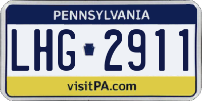 PA license plate LHG2911