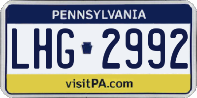 PA license plate LHG2992
