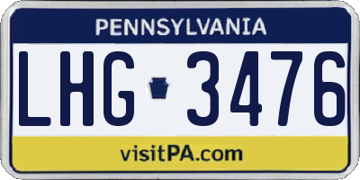 PA license plate LHG3476
