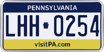 PA license plate LHH0254
