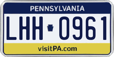 PA license plate LHH0961