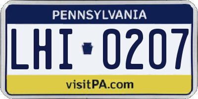 PA license plate LHI0207
