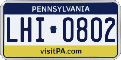 PA license plate LHI0802