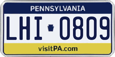 PA license plate LHI0809