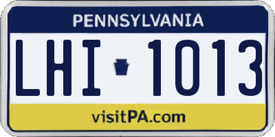 PA license plate LHI1013