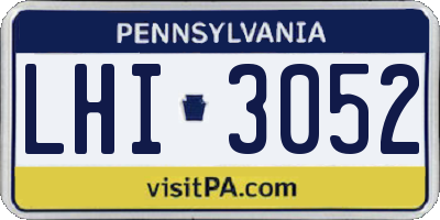 PA license plate LHI3052