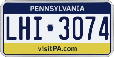 PA license plate LHI3074