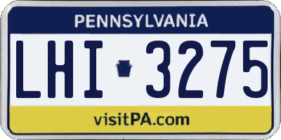 PA license plate LHI3275