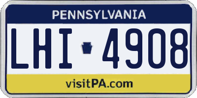 PA license plate LHI4908