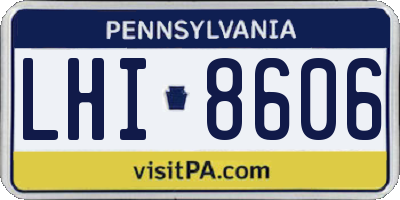 PA license plate LHI8606