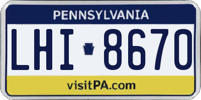 PA license plate LHI8670