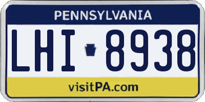 PA license plate LHI8938