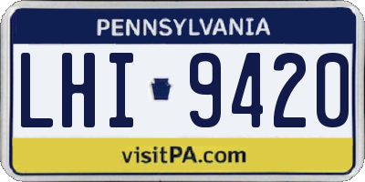 PA license plate LHI9420