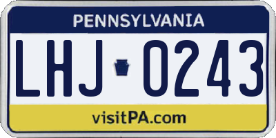 PA license plate LHJ0243